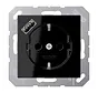 wandcontactdoos randaarde Safety+ met USB-A A-range zwart (A 1520-18 A SW)