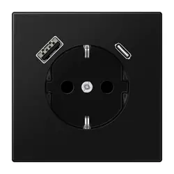 JUNG wandcontactdoos randaarde Safety+ met USB type A en C LS990 grafietzwart mat (LS 1520-15 CA SWM)