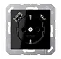 wandcontactdoos randaarde Safety+ met USB type A en C A-range zwart (A 1520-15 CA SW)