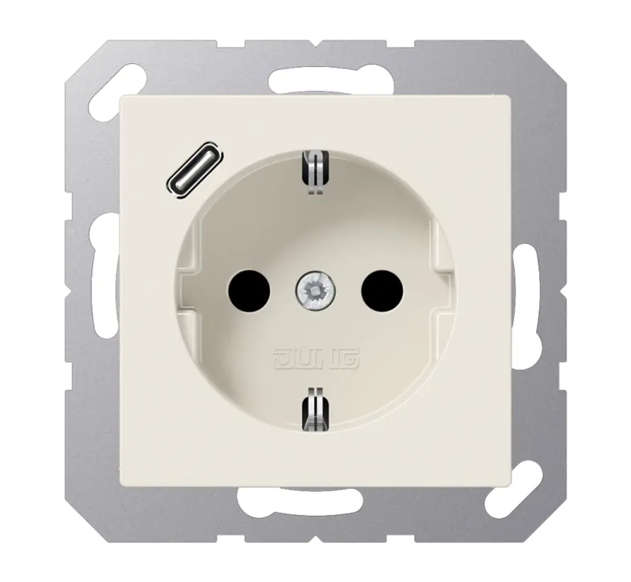wandcontactdoos randaarde Safety+ met USB-C A-range creme (A 1520-18 C)