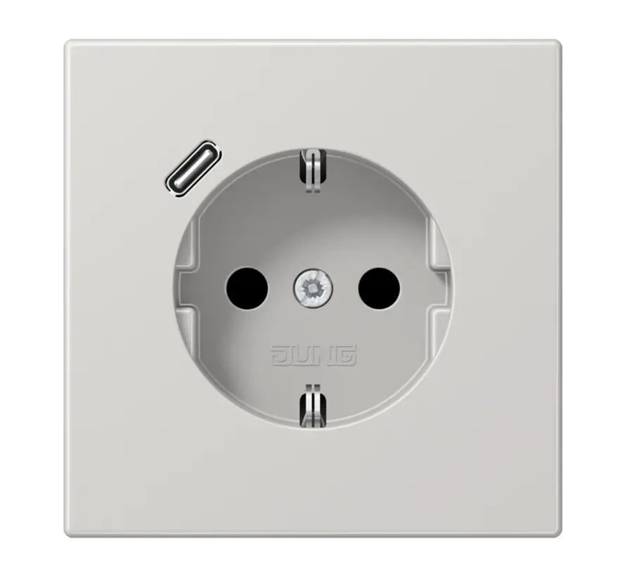 wandcontactdoos randaarde Safety+ met USB-C LS990 lichtgrijs (LS 1520-18 C LG)