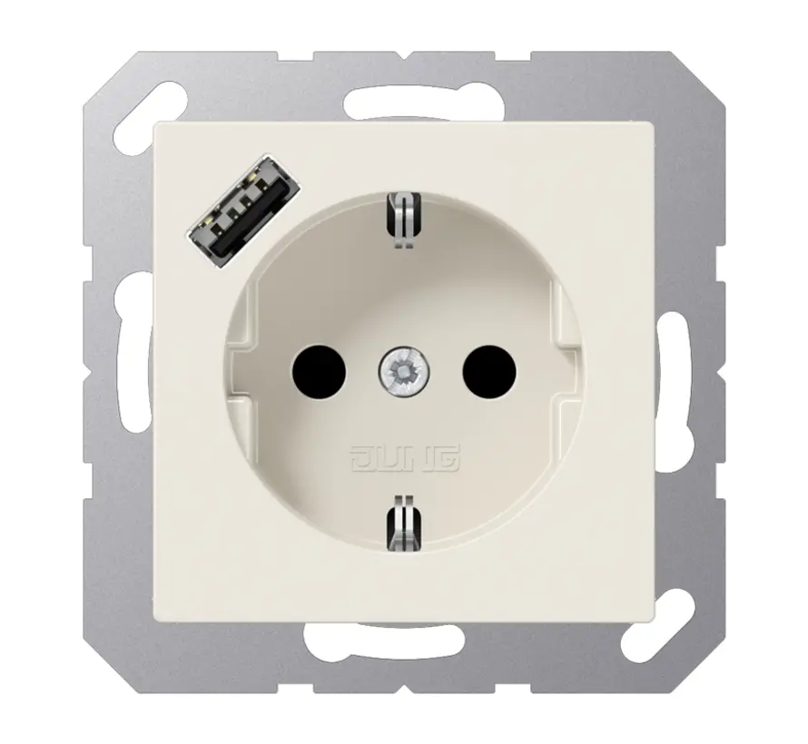 wandcontactdoos randaarde Safety+ met USB-A A-range creme (A 1520-18 A)