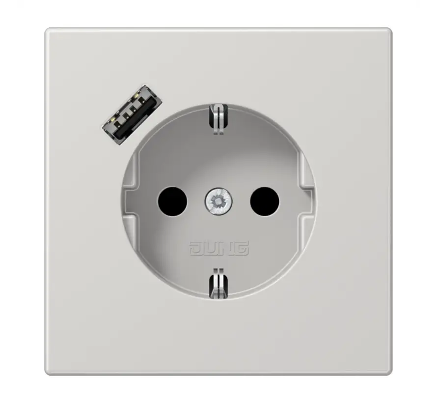 wandcontactdoos randaarde Safety+ met USB-A LS990 lichtgrijs (LS 1520-18 A LG)