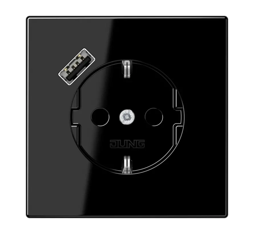 wandcontactdoos randaarde Safety+ met USB-A LS990 zwart (LS 1520-18 A SW)