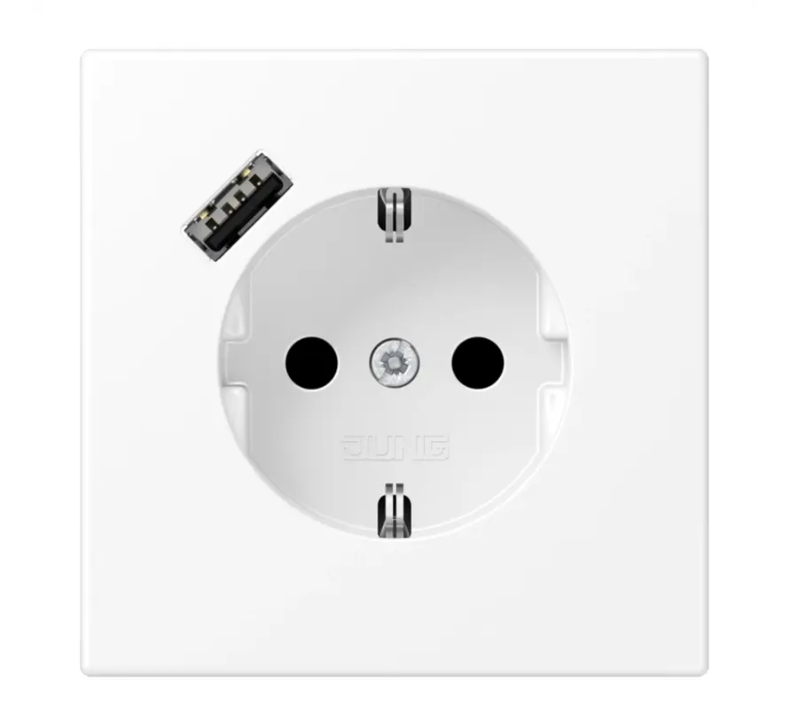 wandcontactdoos randaarde Safety+ met USB-A LS990 sneeuwwit mat (LS 1520-18 A WWM)
