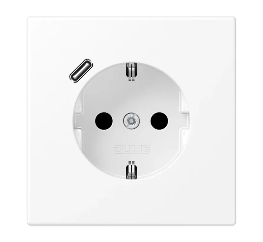 wandcontactdoos randaarde Safety+ met USB-C LS990 sneeuwwit mat (LS 1520-18 C WWM)