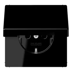 JUNG wandcontactdoos randaarde Safety+ met klapdeksel LS990 zwart glans (LS 1520 NBFKIKL SW)