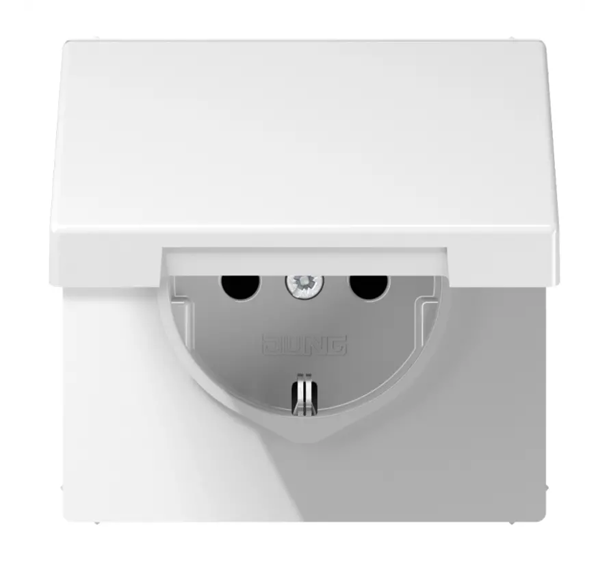 wandcontactdoos randaarde Safety+ met klapdeksel LS990 alpine wit (LS 1520 NBFKIKL WW)
