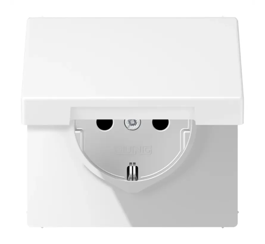 wandcontactdoos randaarde Safety+ met klapdeksel LS990 sneeuwwit mat (LS 1520 NBFKIKL WWM)