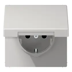 JUNG wandcontactdoos randaarde Safety+ met klapdeksel LS990 lichtgrijs (LS 1520 NBFKIKL LG)