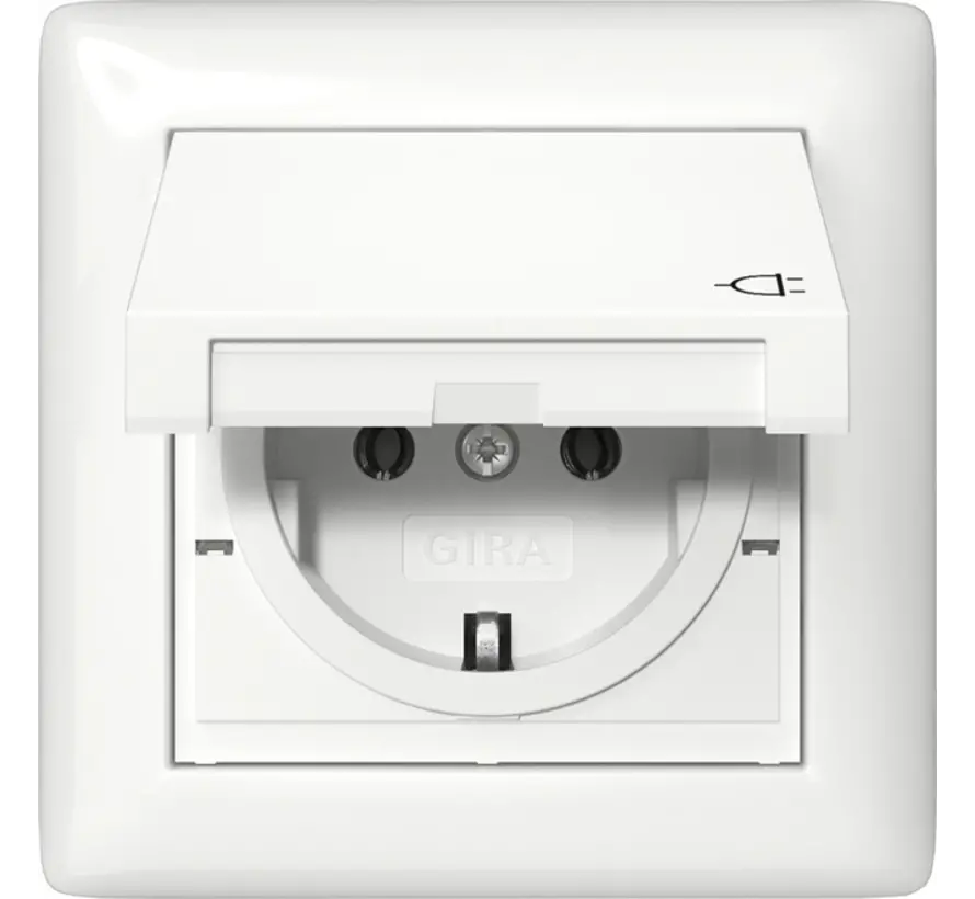 wandcontactdoos randaarde klapdeksel IP44 compleet Systeem 55 wit glans