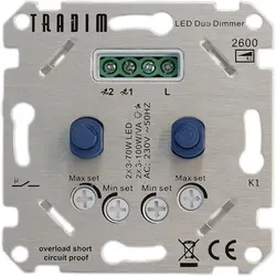 Tradim duo dimmer standaard voor LED 2x 3-100 Watt (2600)