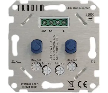 Tradim duo dimmer standaard voor LED 2x 3-100 Watt (2600)