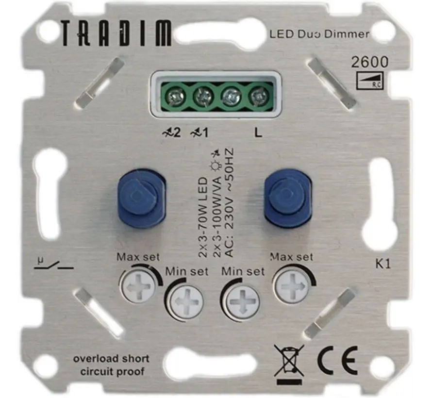 duo dimmer standaard voor LED 2x 3-100 Watt (2600)