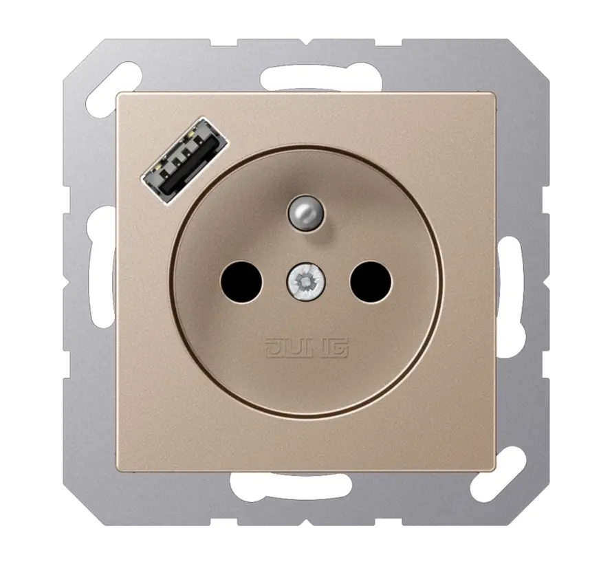 wandcontactdoos penaarde Safety+ met USB type A A-range champagne (A 1520 F-18 A CH)