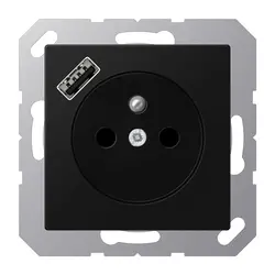 JUNG wandcontactdoos penaarde Safety+ met USB type A A-range grafietzwart mat (A 1520 F-18 A SWM)