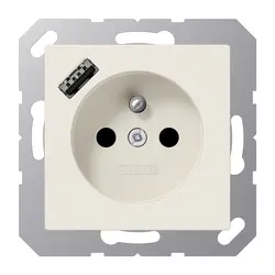 JUNG wandcontactdoos penaarde Safety+ met USB type A A-range creme (A 1520 F-18 A)