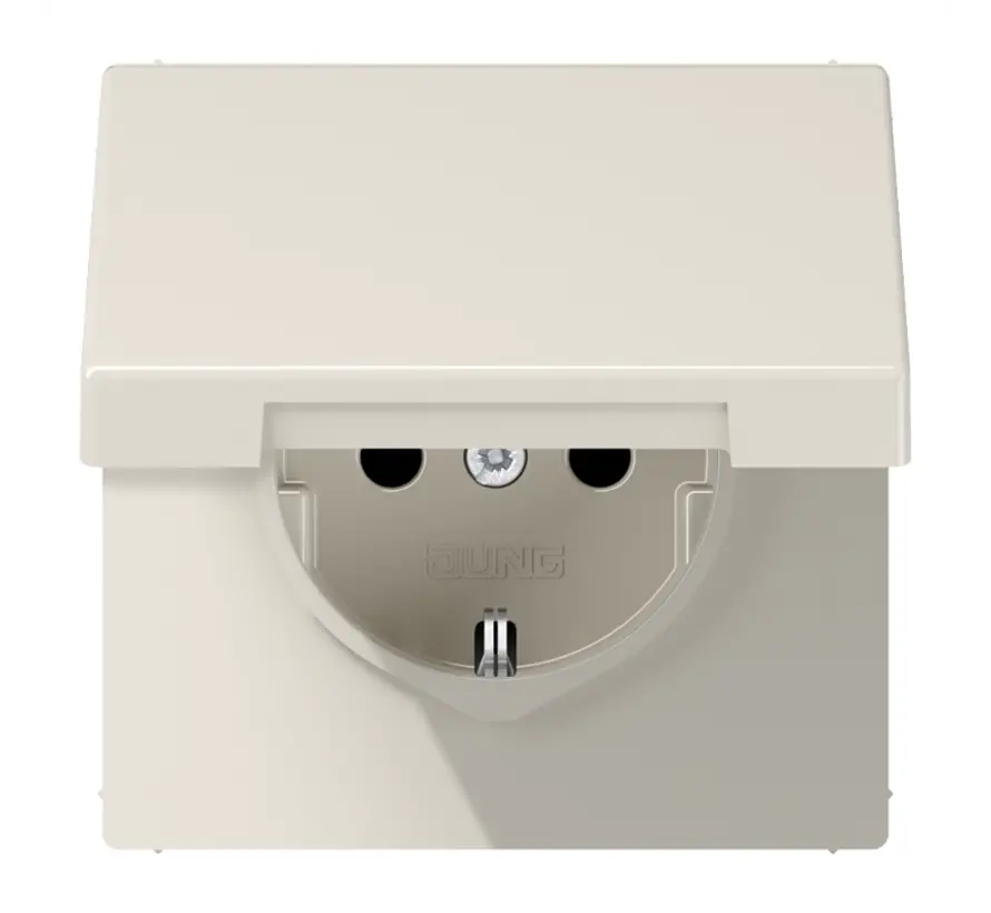 wandcontactdoos randaarde Safety+ klapdeksel LS990 creme (LS 1520 NKIKL)