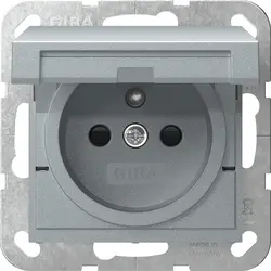Gira wandcontactdoos penaarde Belgie klapdeksel verhoogde aanraakbeveiliging Systeem 55 aluminium mat (448826)