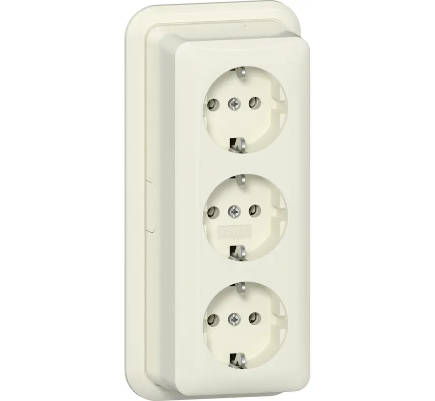 wandcontactdoos randaarde 3-voudig opbouw creme (478910)