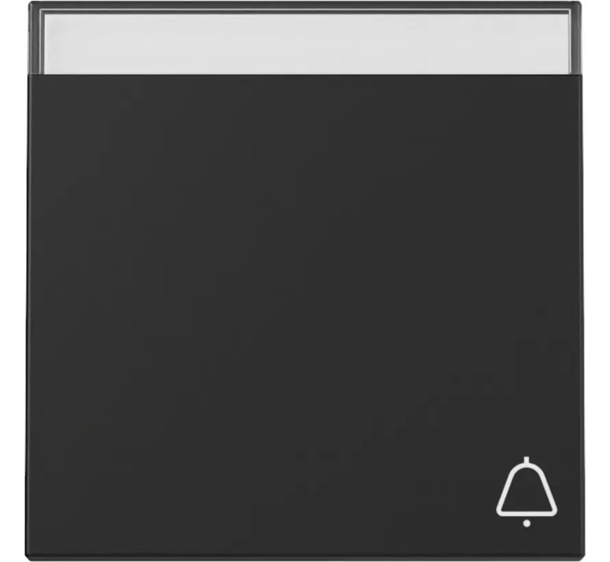 schakelwip met symbool bel en tekstkader Systeem 55 zwart mat (3673005)