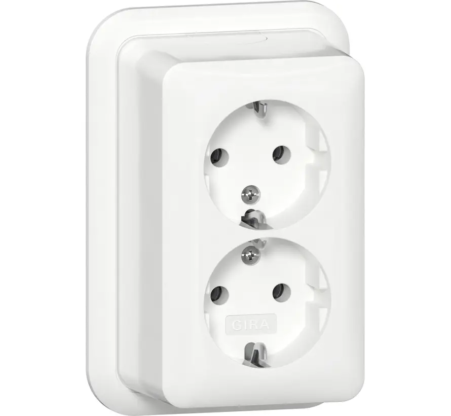 wandcontactdoos randaarde 2-voudig opbouw wit (478011)