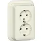 wandcontactdoos 2-voudig randaarde opbouw creme (478010)