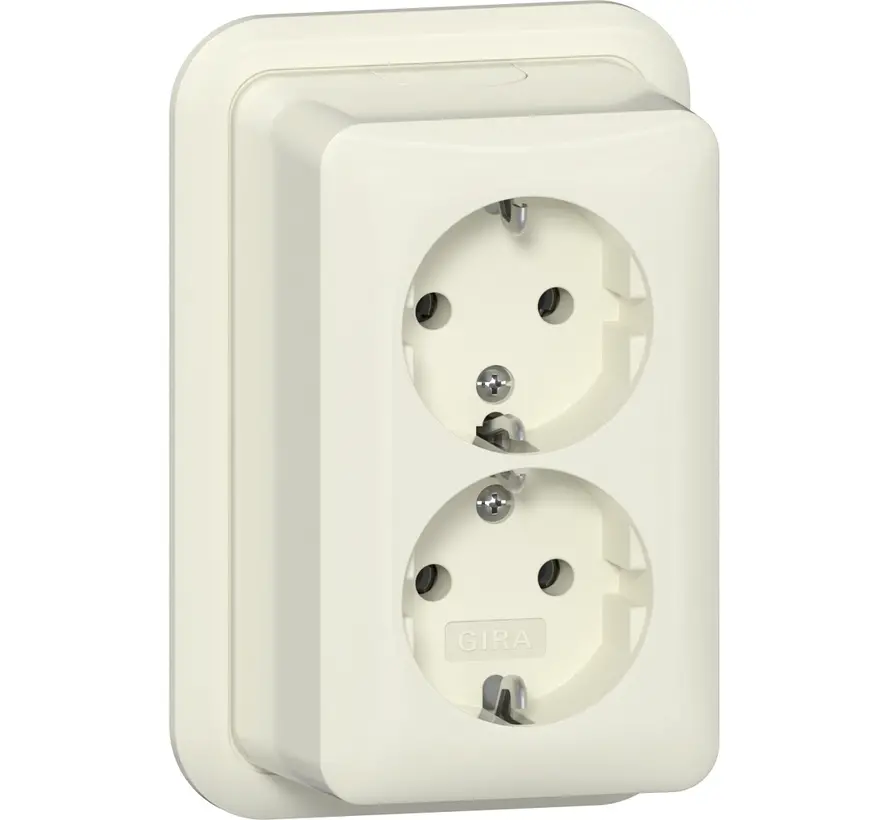 wandcontactdoos randaarde 2-voudig opbouw creme (478010)