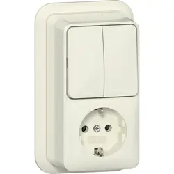 Gira combinatie serieschakelaar en wandcontactdoos randaarde opbouw creme (417510)