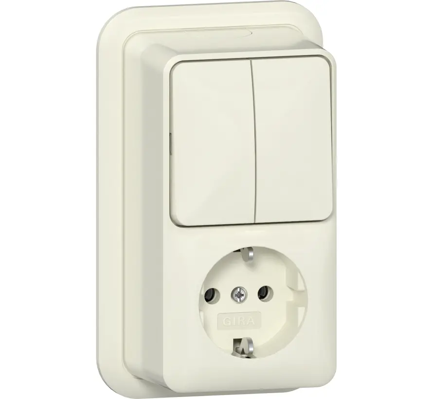 combinatie serieschakelaar en wandcontactdoos randaarde opbouw creme (417510)