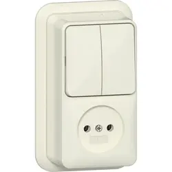 Gira combinatie serieschakelaar en wandcontactdoos zonder randaarde opbouw creme (447510)