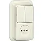 combinatie serieschakelaar en wandcontactdoos zonder randaarde opbouw creme (447510)