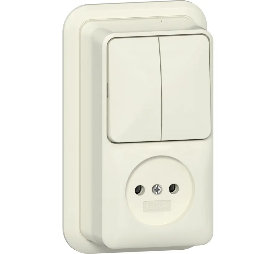 combinatie serieschakelaar en wandcontactdoos zonder randaarde opbouw creme (447510)