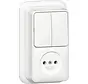 combinatie serieschakelaar en wandcontactdoos zonder randaarde opbouw wit (447511)