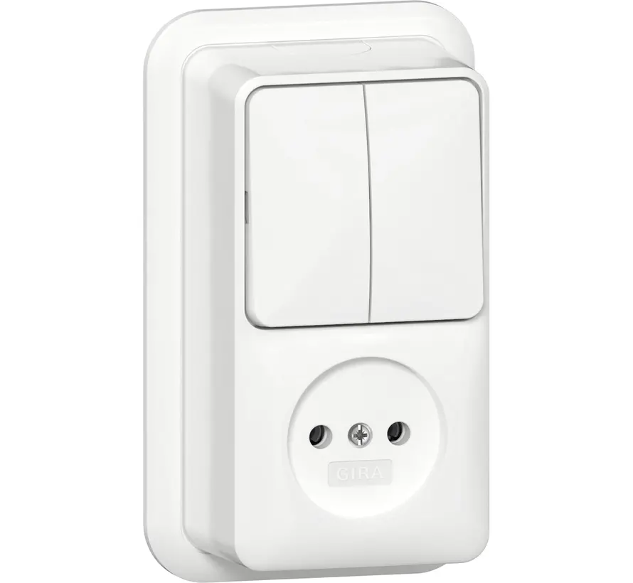 combinatie serieschakelaar en wandcontactdoos zonder randaarde opbouw wit (447511)