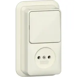 Gira combinatie schakelaar en wandcontactdoos zonder randaarde opbouw creme (447610)