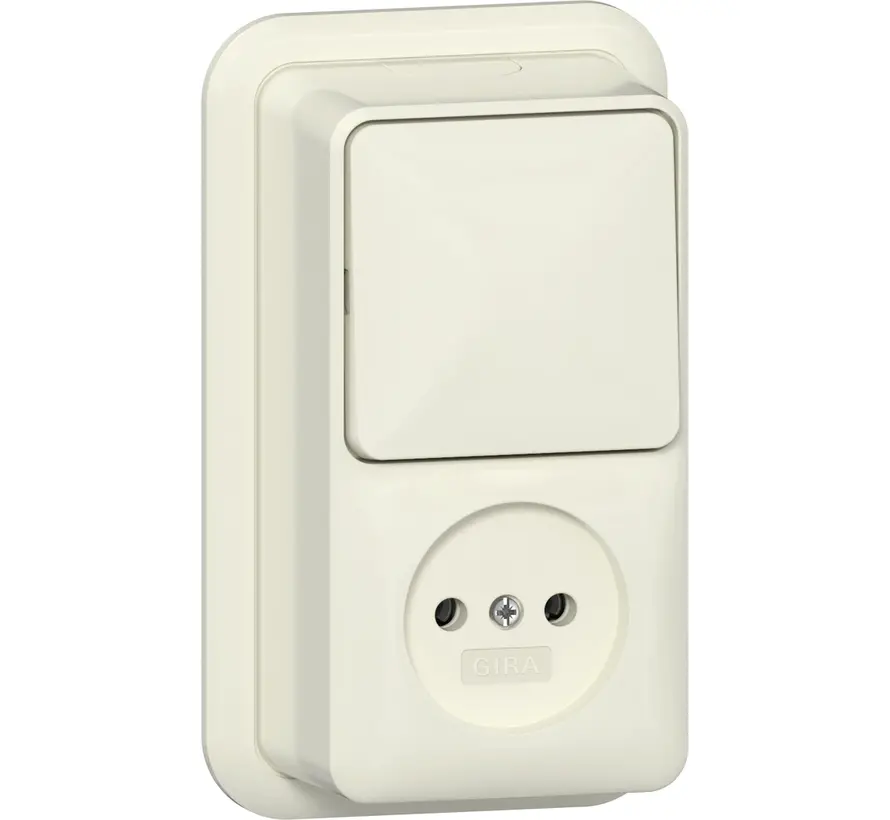 combinatie schakelaar en wandcontactdoos zonder randaarde opbouw creme (447610)