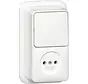 combinatie schakelaar en wandcontactdoos zonder randaarde opbouw wit (447611)