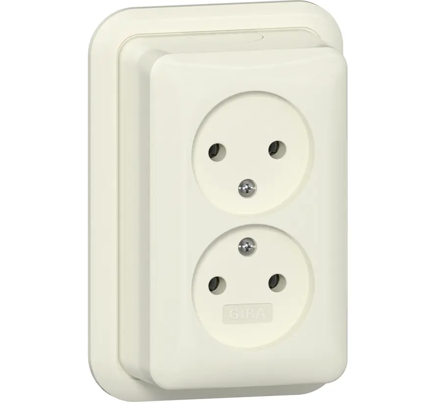wandcontactdoos 2-voudig zonder randaarde opbouw creme (479110)