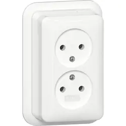 Gira wandcontactdoos 2-voudig zonder randaarde opbouw wit (479111)