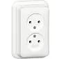 wandcontactdoos 2-voudig zonder randaarde opbouw wit (479111)