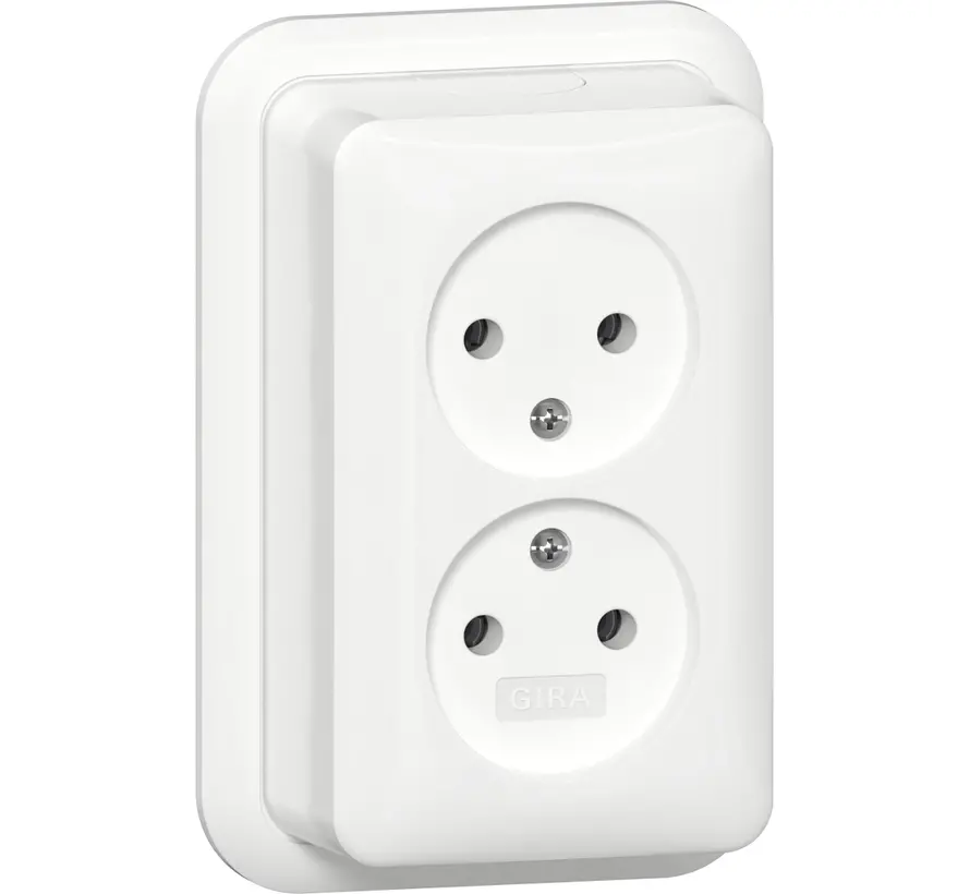 wandcontactdoos 2-voudig zonder randaarde opbouw wit (479111)