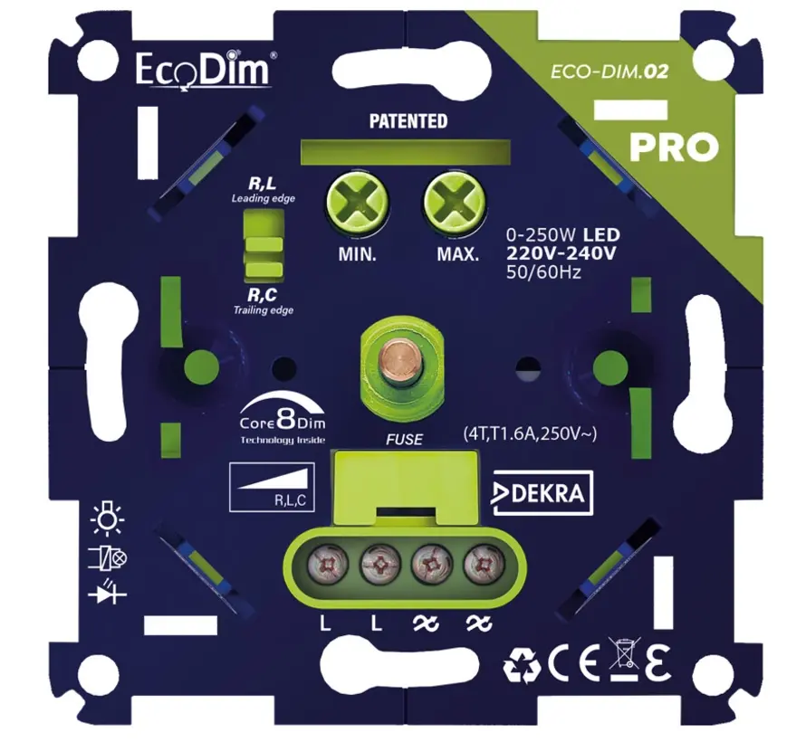 universele LED-dimmer PRO RLC 0-250 Watt (ECO-DIM.02-PRO)