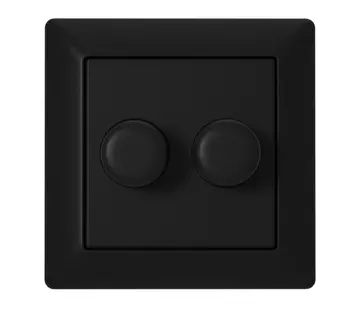 EcoDim duo dimmerknop passend voor Gira Systeem 55 en JUNG A-Range zwart mat (ED-10005B)