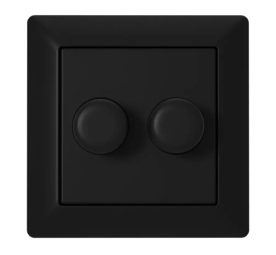 duo dimmerknop passend voor Gira Systeem 55 en JUNG A-Range zwart mat (ED-10005B)