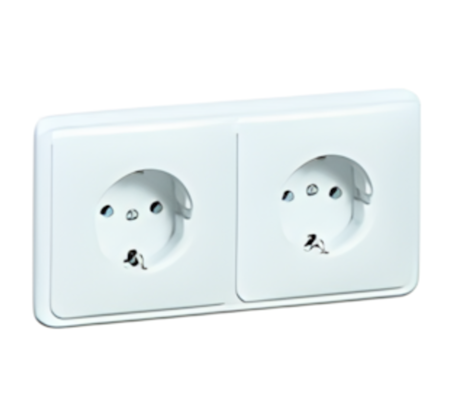 wandcontactdoos randaarde kindveilig 2-voudig vlak voor wandgoot Standard levend wit (80.6512 SI/572.02)