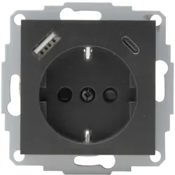 Kopp wandcontactdoos randaarde USB-A en USB-C met verhoogde aanraakbeveiliging HK07 Athenis antraciet (297215004)