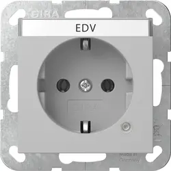 Gira wandcontactdoos randaarde met controlelamp en tekstkader System 55 grijs mat