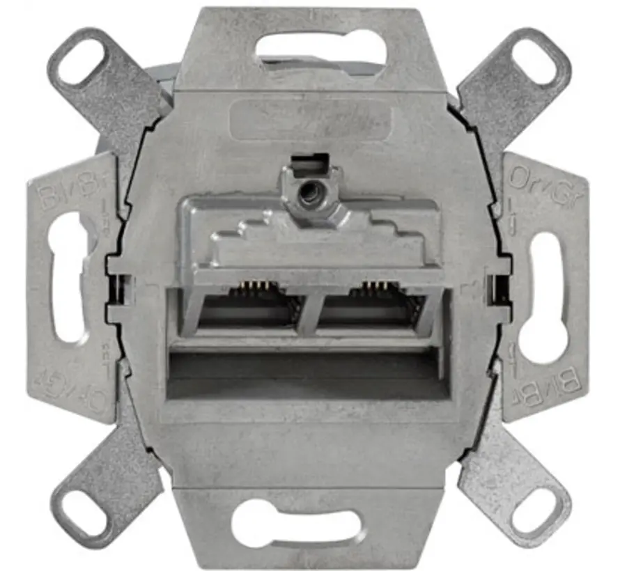 universele RJ45 data wandcontactdoos modular jack tweevoudig inbouw CAT6A (136104070)