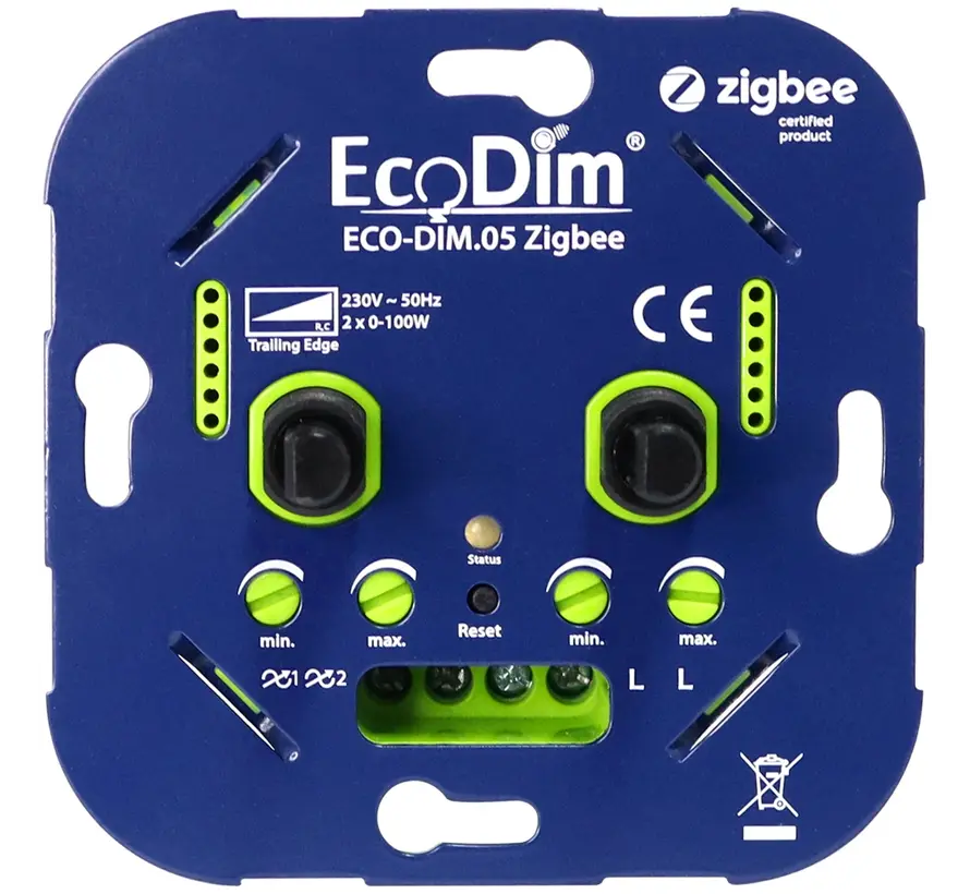 Zigbee duo LED dimmer 2x 0 - 100 Watt RC (ECO-DIM.05-ZGB)